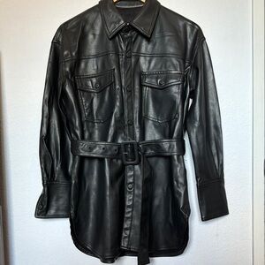 Zara belted pleather placket.